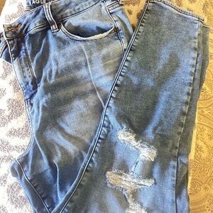 American Eagle Outfitters High Rise Blue Ripped Jeans